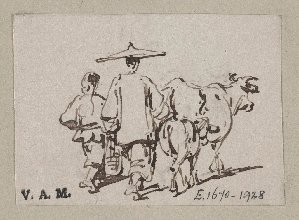 A man and a boy driving cattle, by George Chinnery, 19