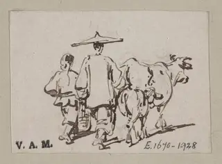 A man and a boy driving cattle, by George Chinnery, 19