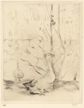 Walk in the Boulogne Wood, by Berthe Morisot, ink, 1889