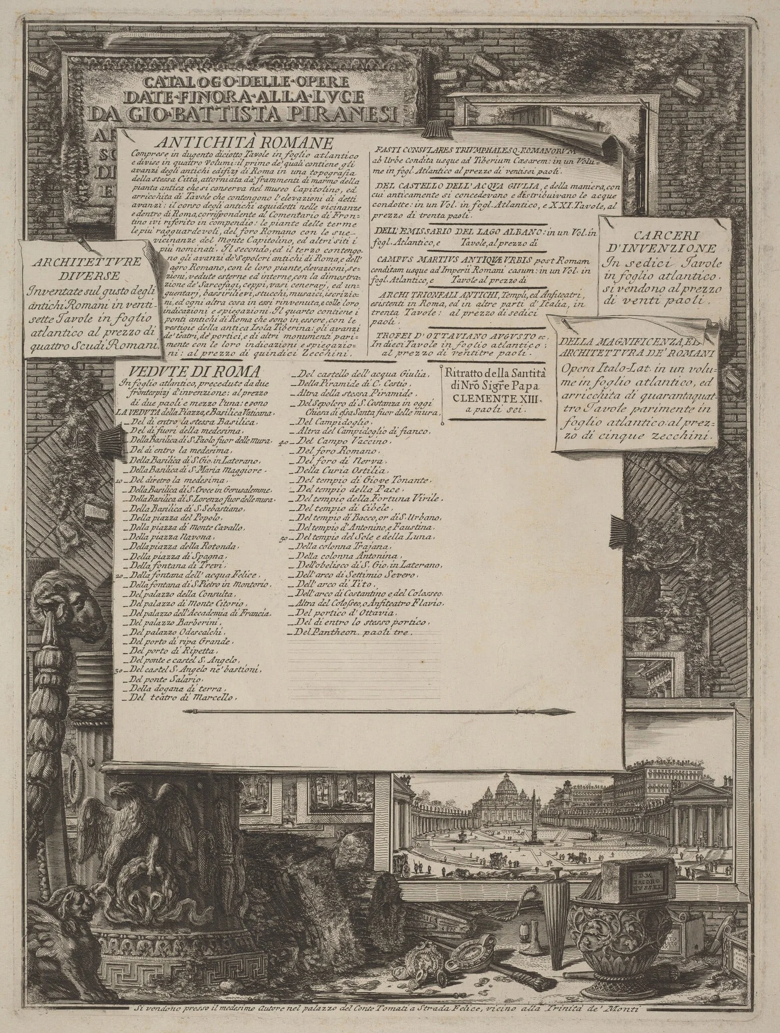 Catalogo delle Opere Date Finora Alla Lvce Da Gio Battista Piranesi, detail