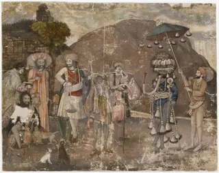 One of four drawings of inhabitants of Delhi., by Faiz Ali Khan, paint, 1815