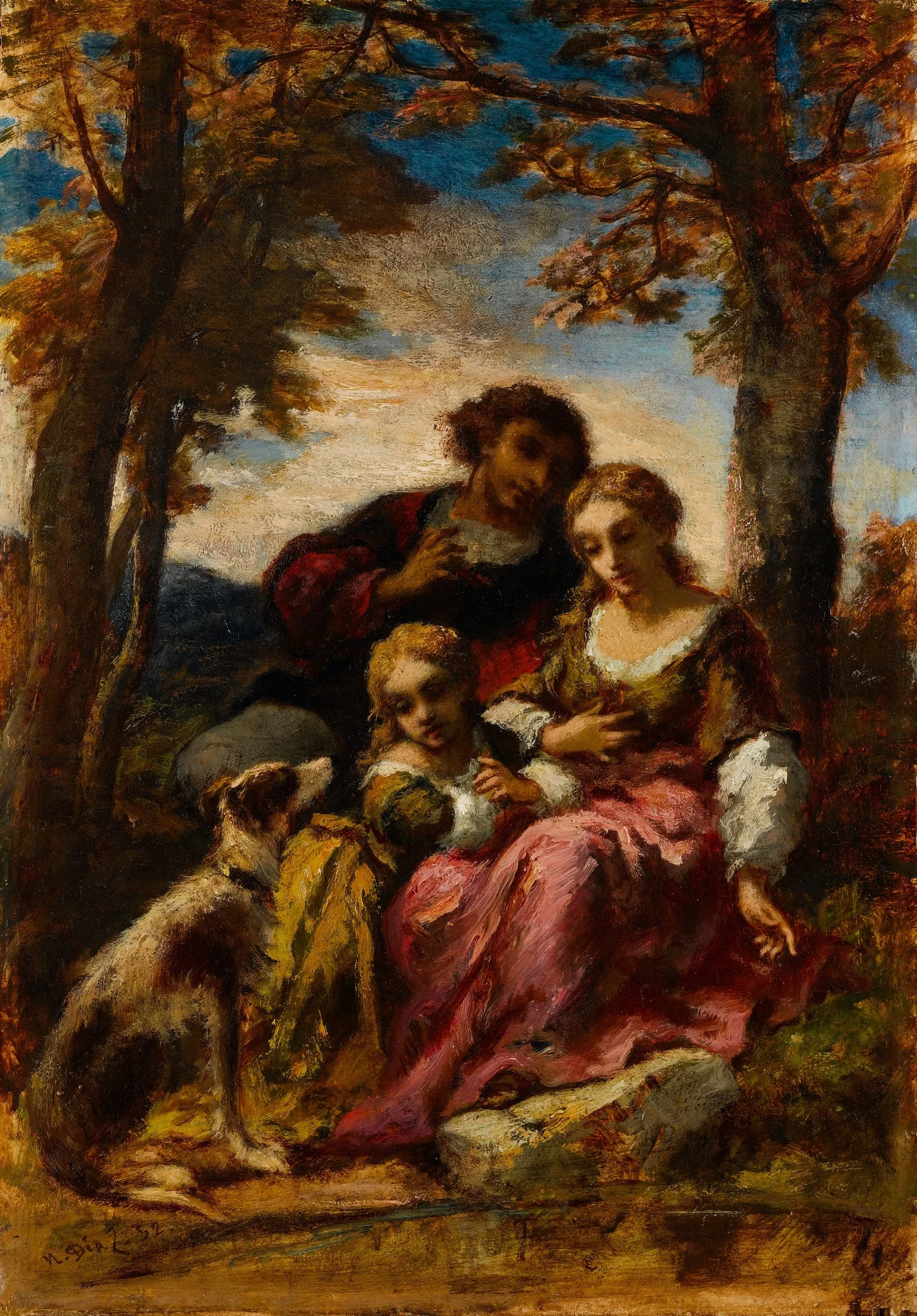 Figures and a Dog in a Landscape, detail