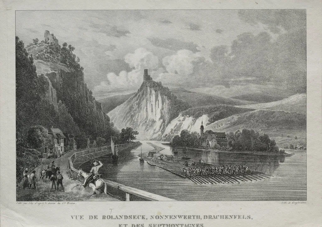 View of Rolandseck, Nonnenwerth, Drachenfels and Siebenbirge, by Jules Jean-Baptiste de Joly, 1804