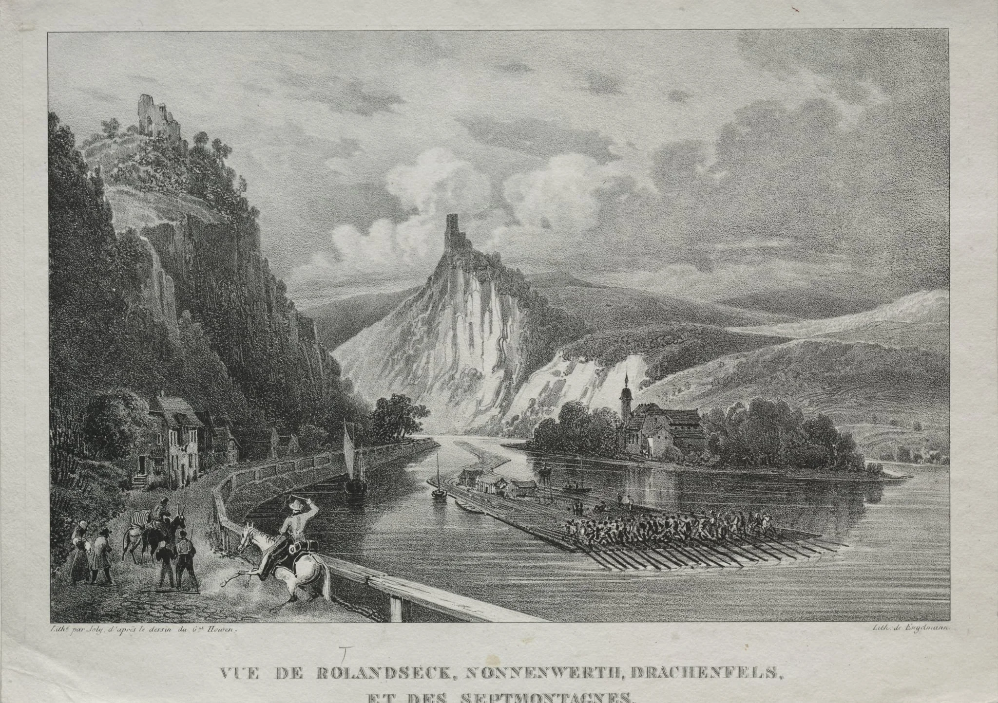 View of Rolandseck, Nonnenwerth, Drachenfels and Siebenbirge, detail