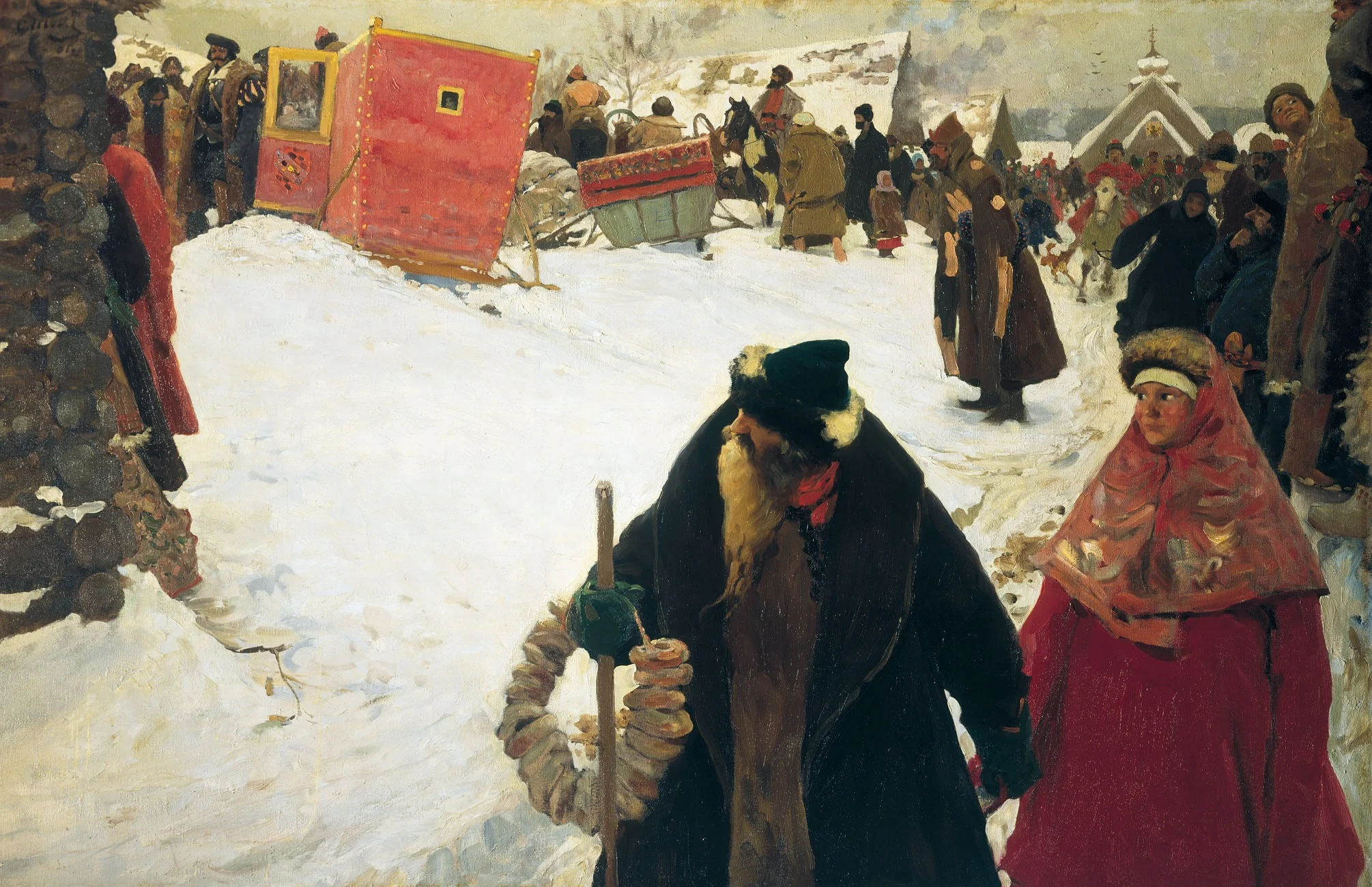 Foreigners' arrival to Moscow, XVII century., detail