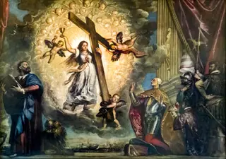 Doge Antonio Grimani Kneeling Before the Faith, by Titian, oil, 1555