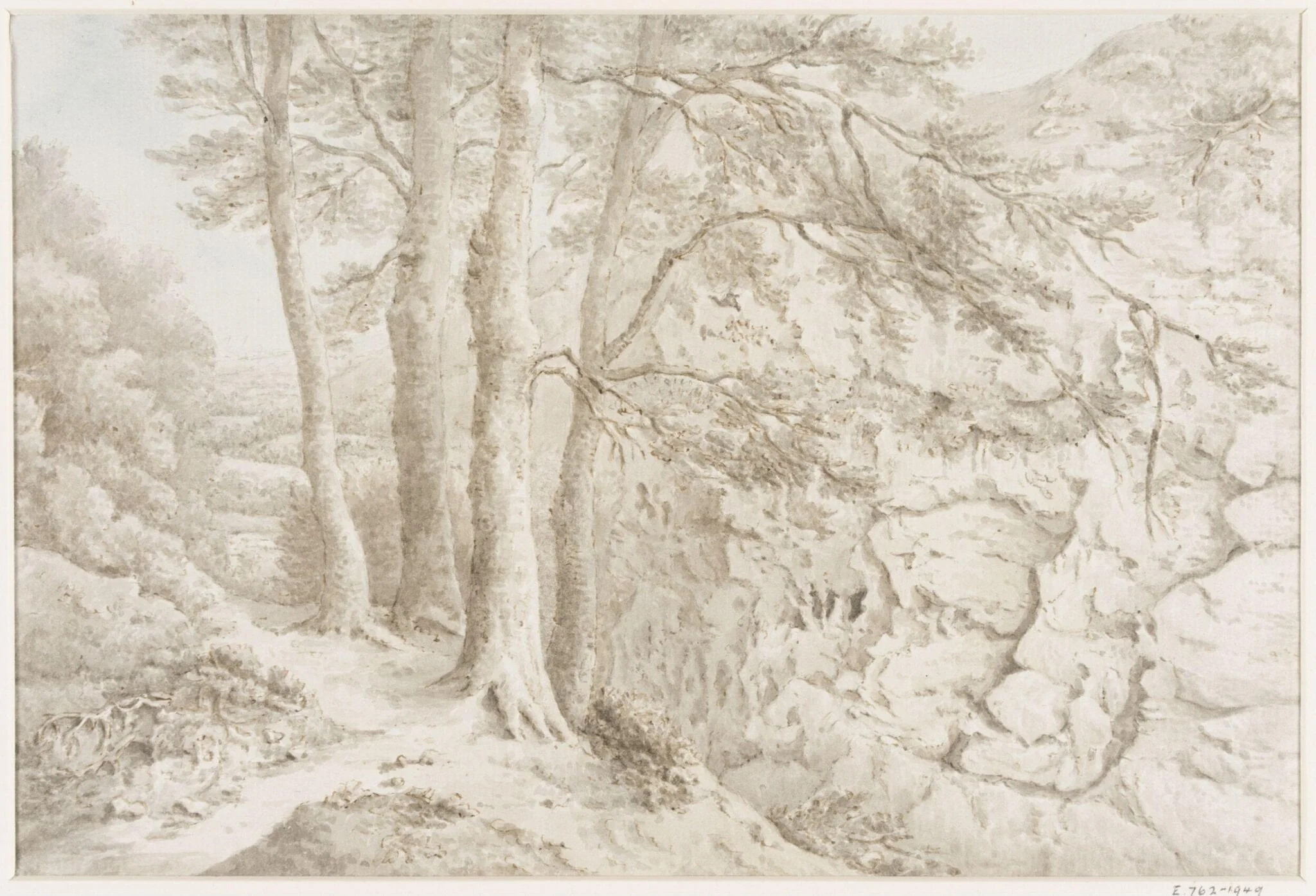 Drawing of a narrow ravine, detail