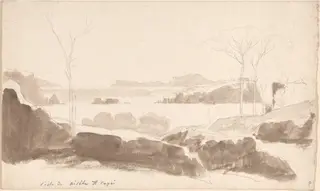 View of the Islands of Nisida and Capri, by Friedrich Salathé, graphite, 1819