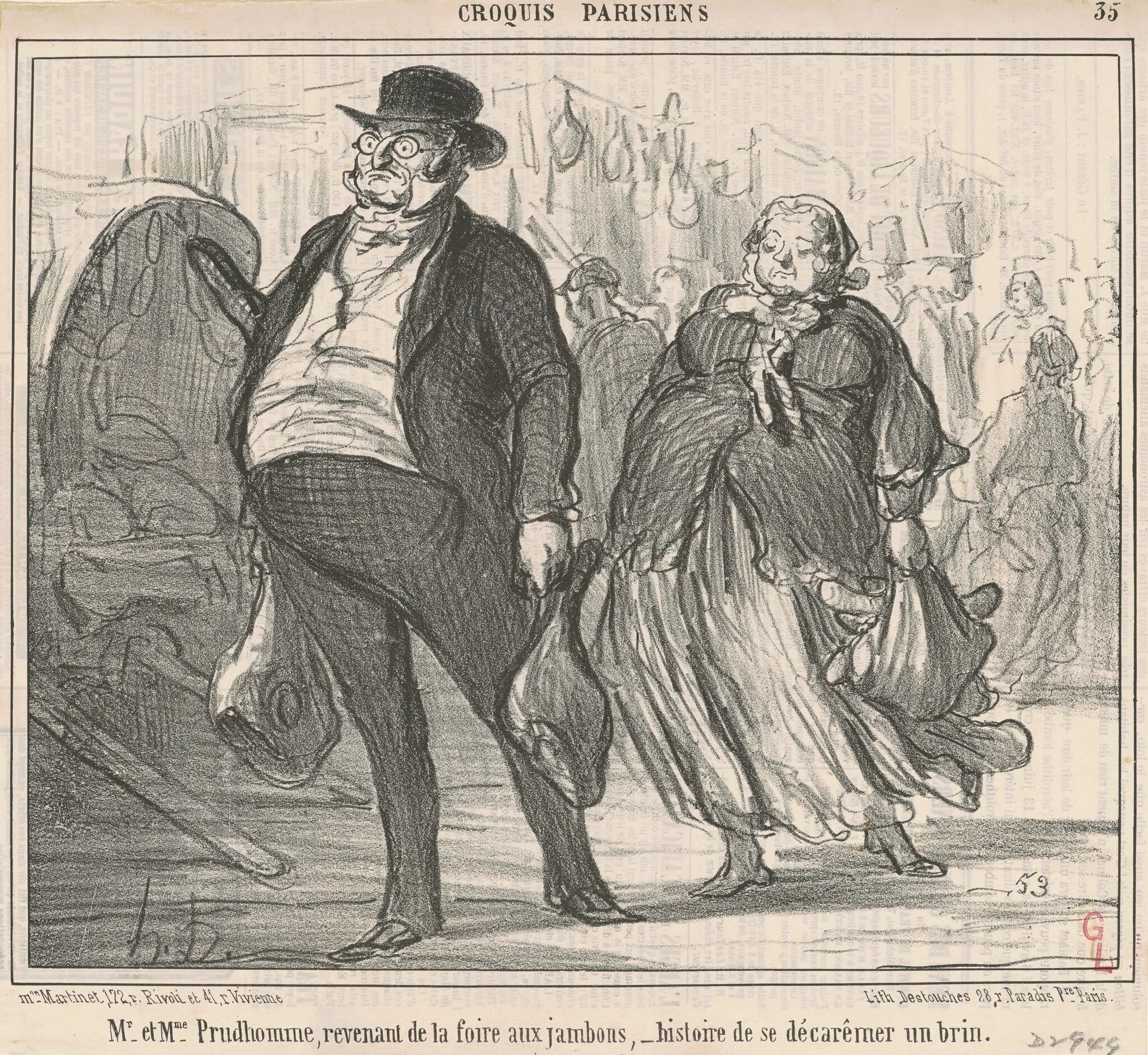 Mr et Mme Prudohomme revenant de la foire ..., detail
