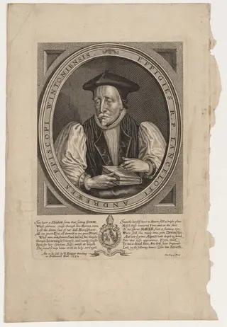 Lancelot Andrewes, Bishop of Winchester, by John Payne, ink, 1632