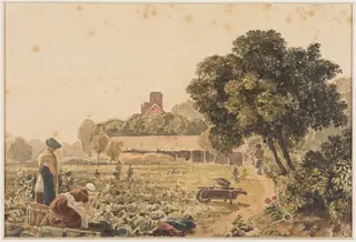 Market Garden at Chelsea, by George Barret, Sr., watercolor