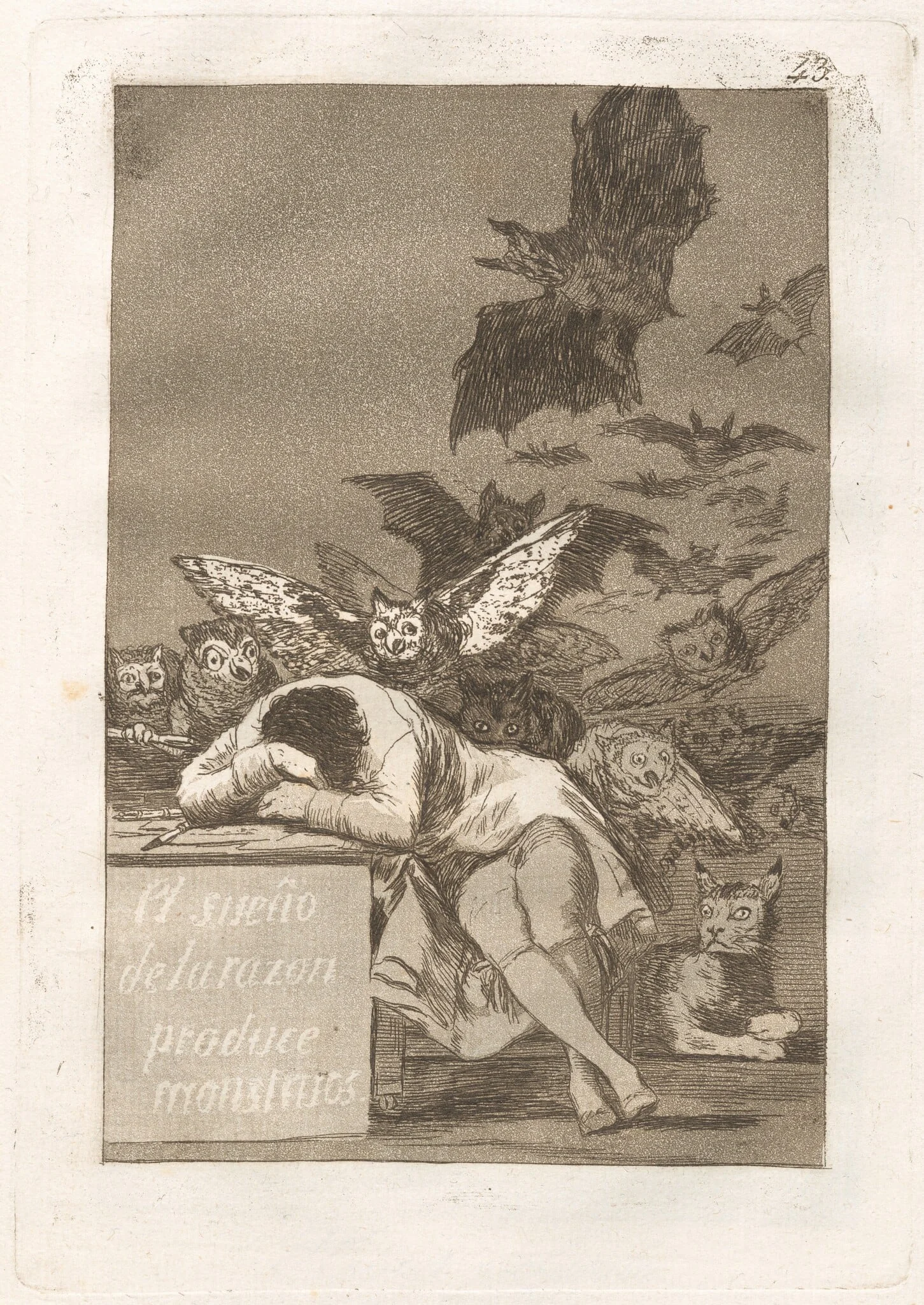 El sueño de la razon produce monstruos (The Sleep of Reason Produces Monsters), detail