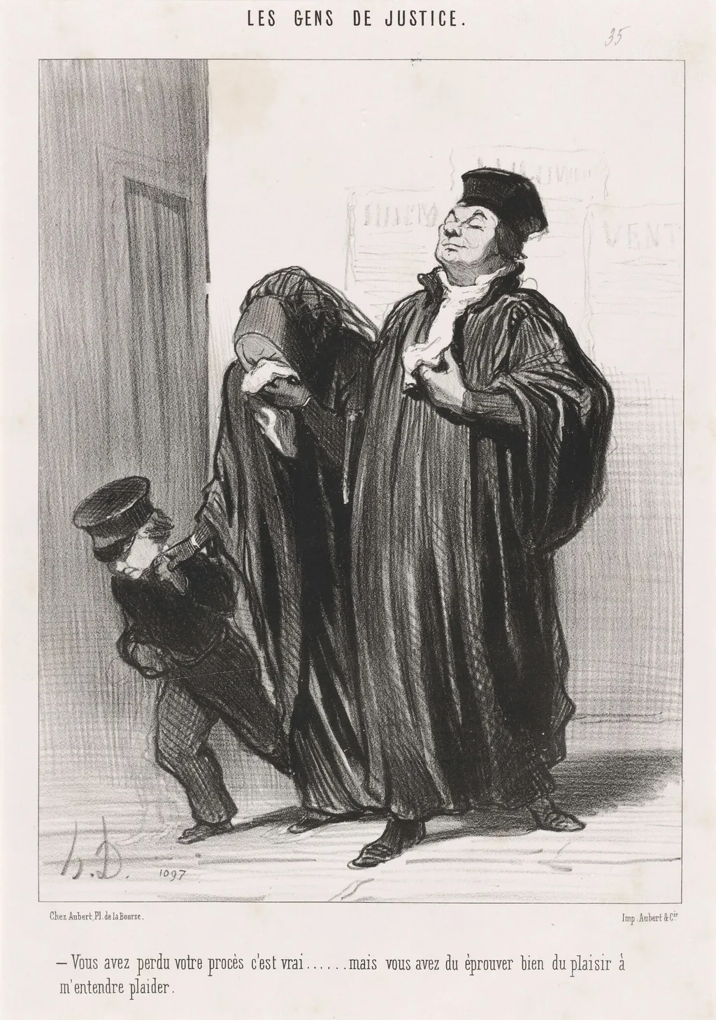 Vous avez perdu votre procès c'est vrai..., by Honoré Daumier, ink, 1848
