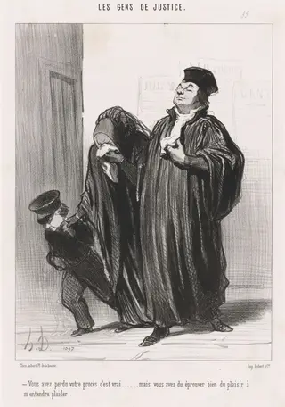 Vous avez perdu votre procès c'est vrai..., by Honoré Daumier, ink, 1848