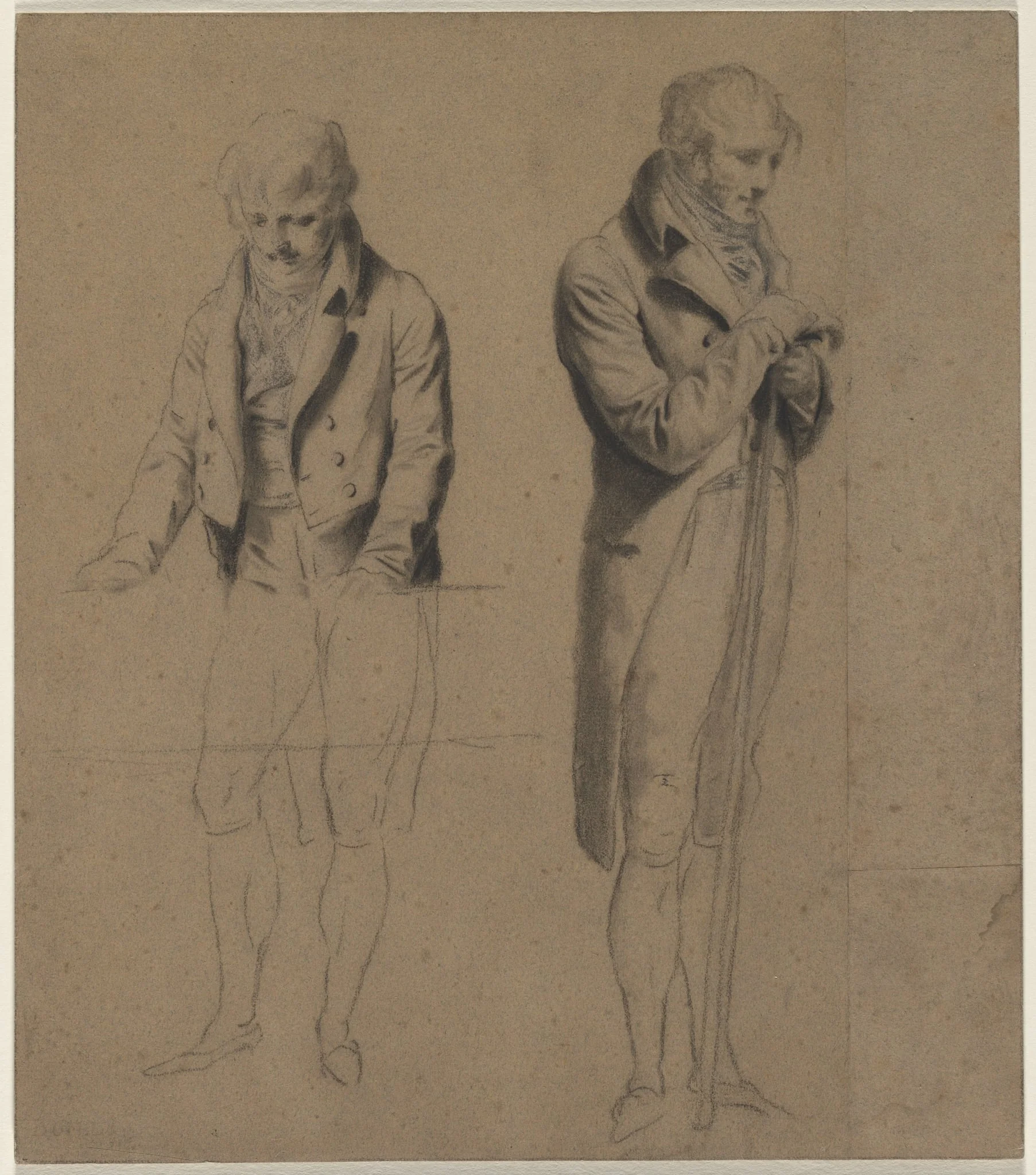 Two Standing Figures (Study for A Game of Billiards), detail