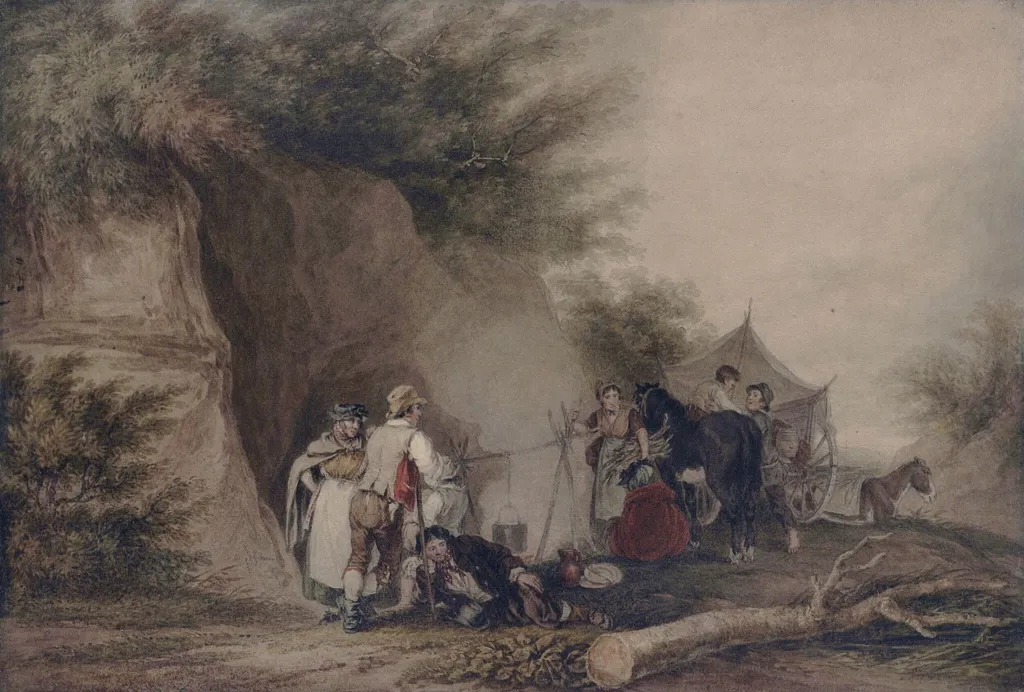 Gipsy Encampment, by John Augustus Atkinson, watercolor, 1800