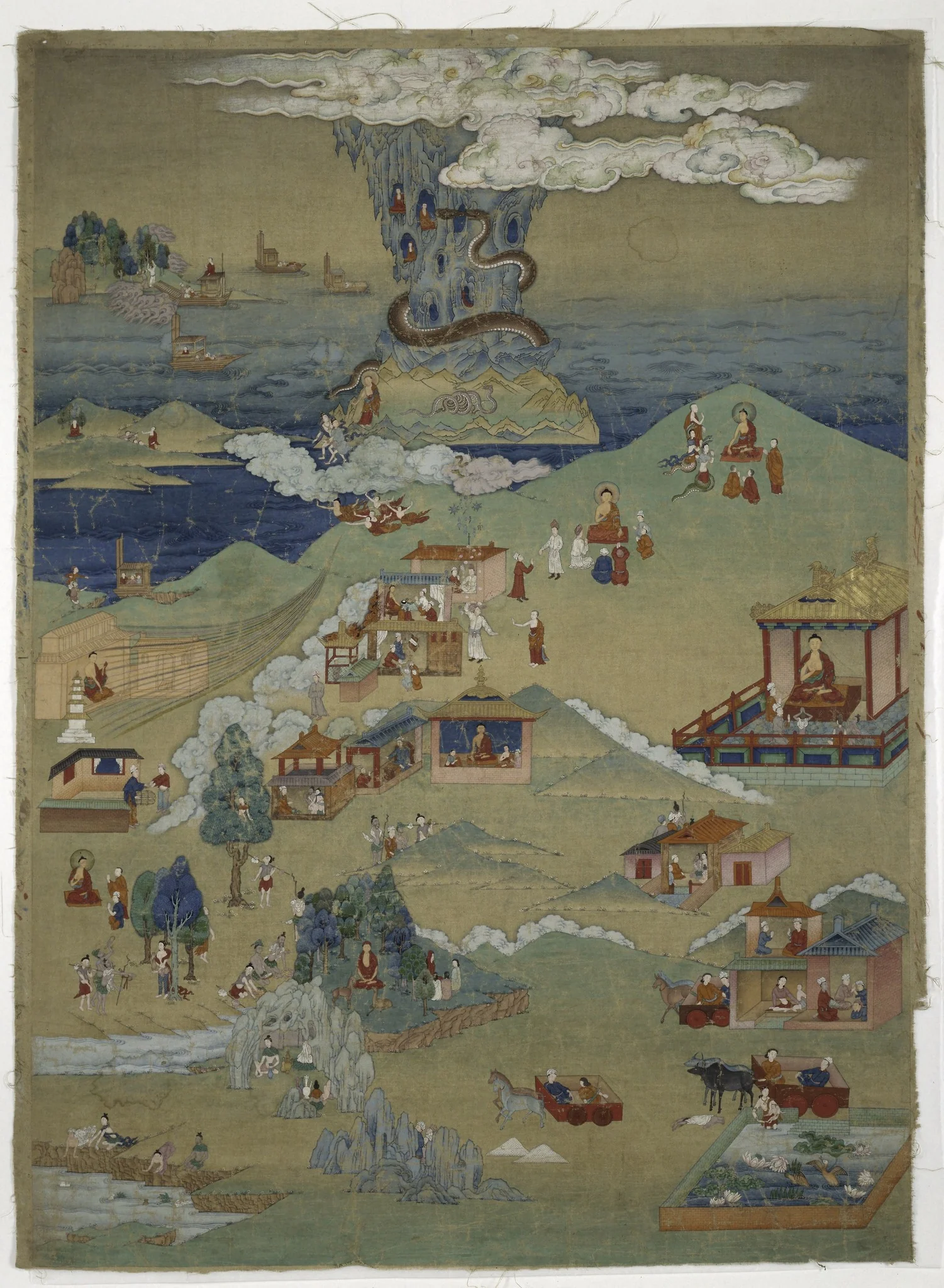 Painted Banner (Thangka) of Five Morality Tales from the Avadana..., detail