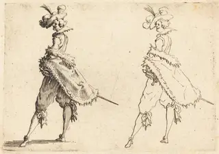 Gentleman Viewed from the Side, by Jacques Callot, ink, 1617