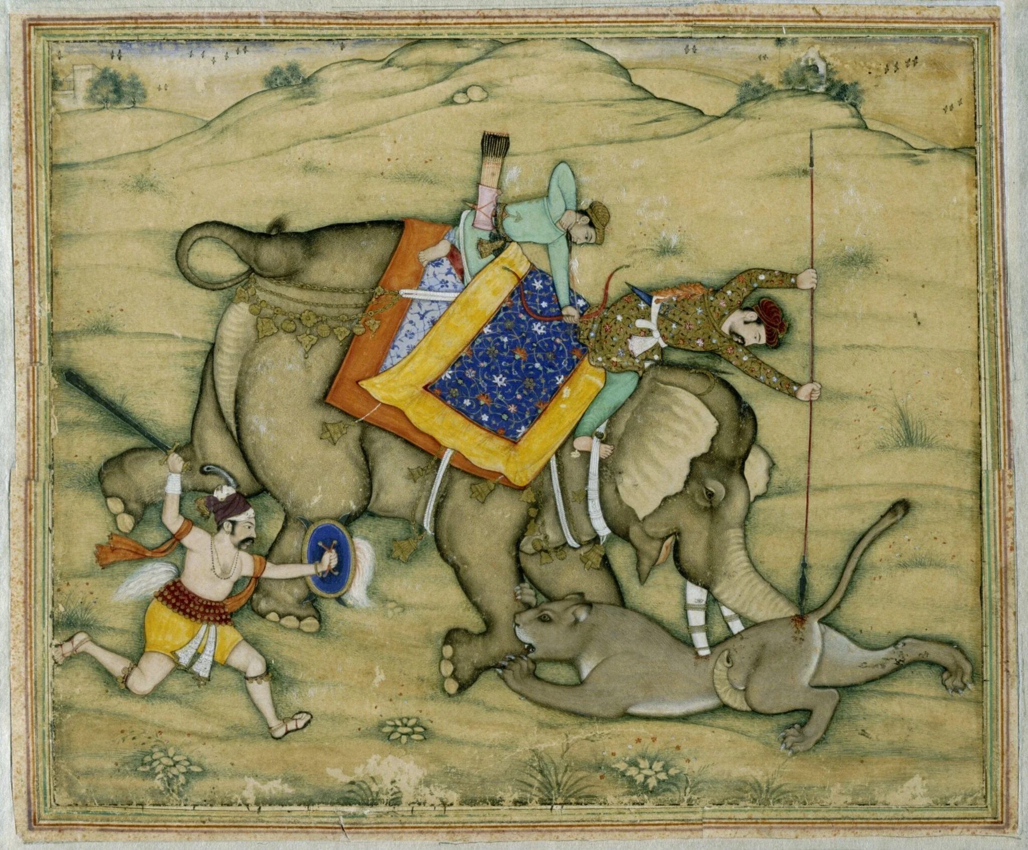 Salim spearing a lioness, detail