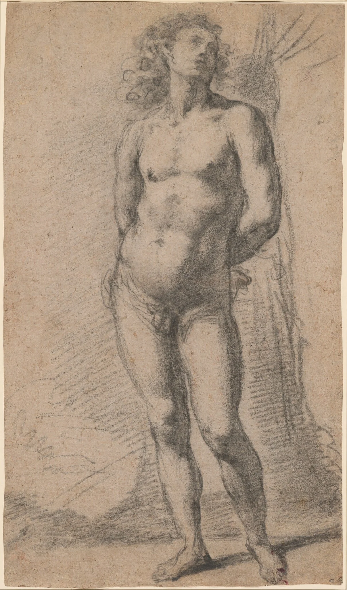 Study of a Standing Male Nude: Saint Sebastian, detail