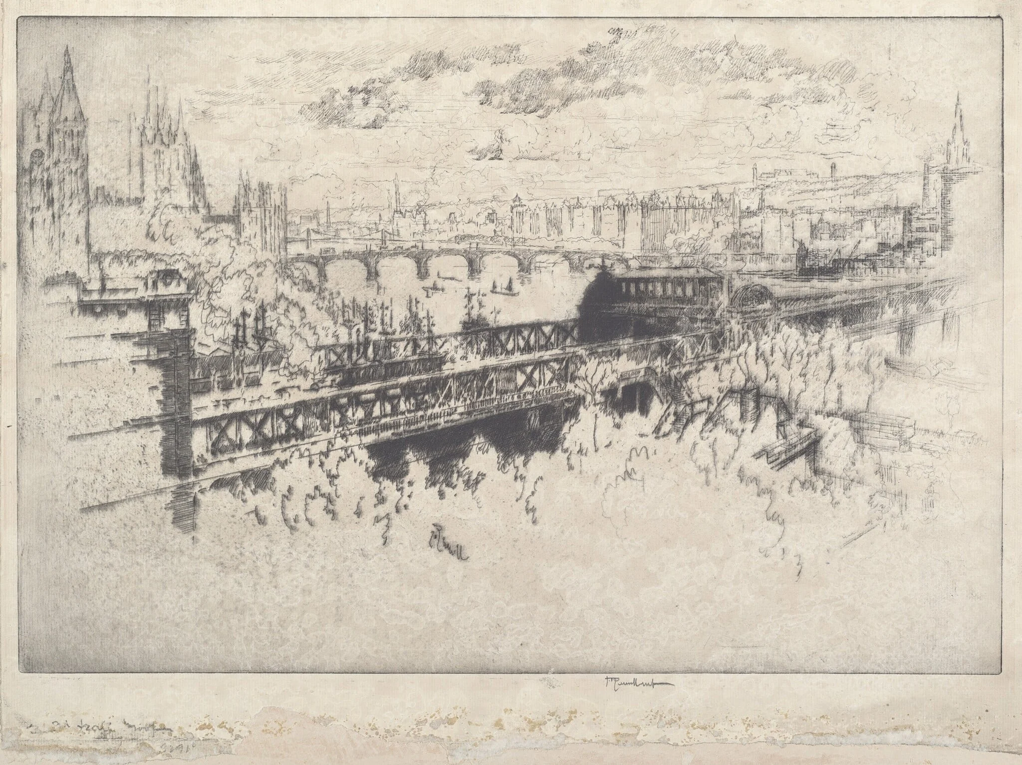 London over Charing Cross Bridge, detail