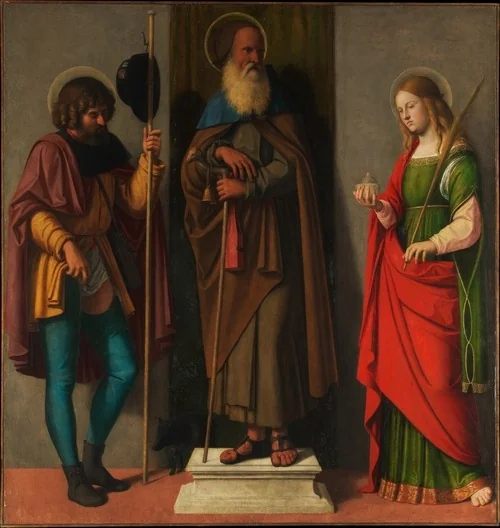 Saints Roch, Anthony Abbot and Lucy, detail