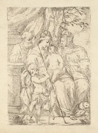 Holy Family with Saint Elizabeth, by Giuseppe Diamantini, ink, 1663