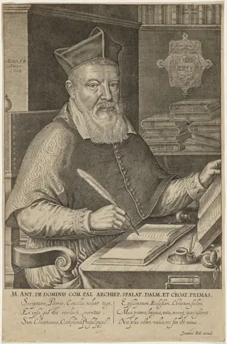 Marc Antonis De Dominis, by Renold Elstrack, ink, 1598