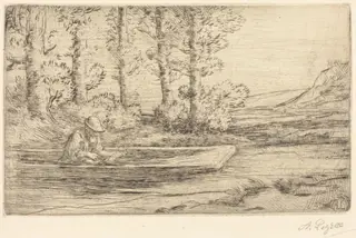 Landscape (Paysage), by Alphonse Legros, ink, 1874