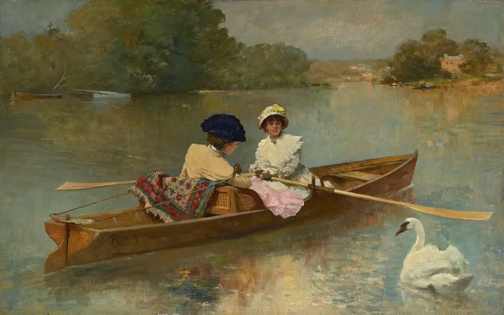 Rowing on the Seine, by Ferdinand Heilbuth, oil, 1870