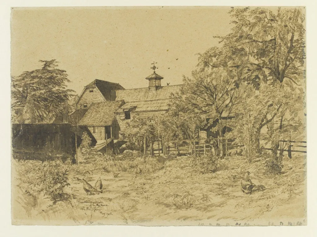 Hambledon Mill from the Road, by Fairclough, watercolor, 1943