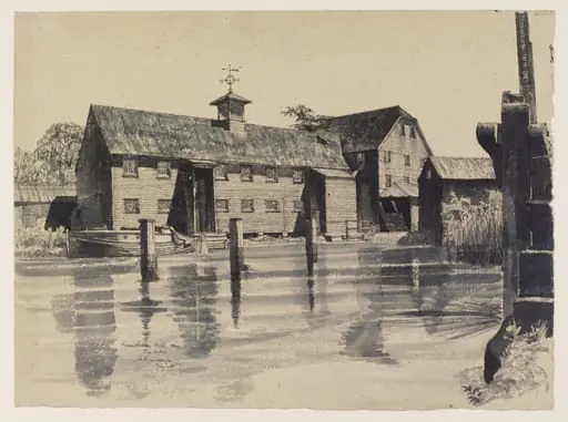 Hambledon Mill from the Weir, by Fairclough