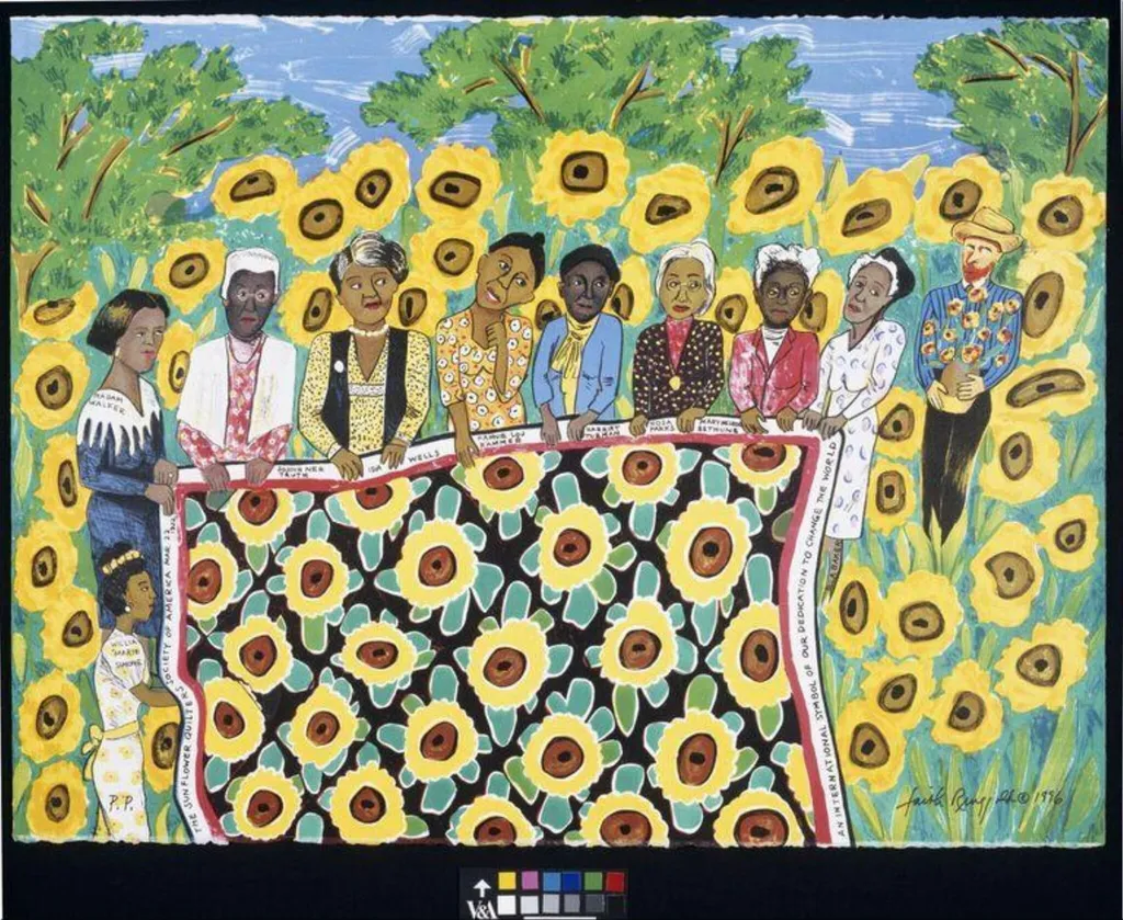 Sunflower Quilting Bee at Arles, by Faith Ringgold, 1996