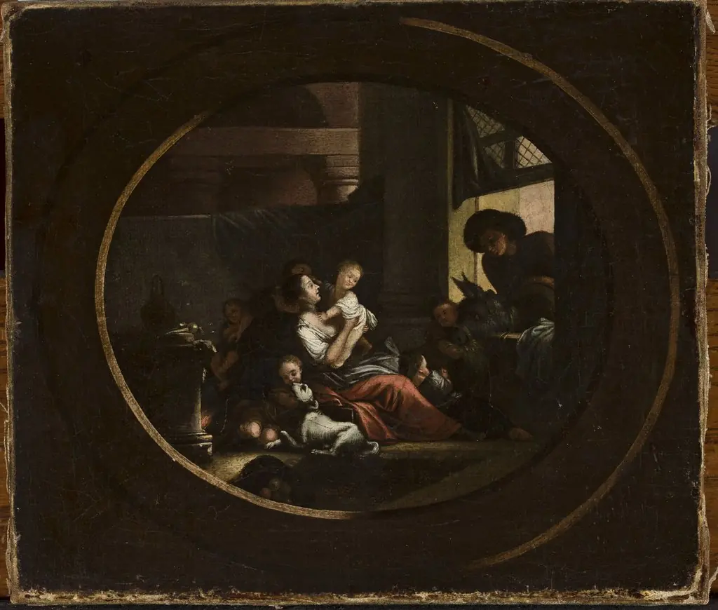 Family scene in an interior