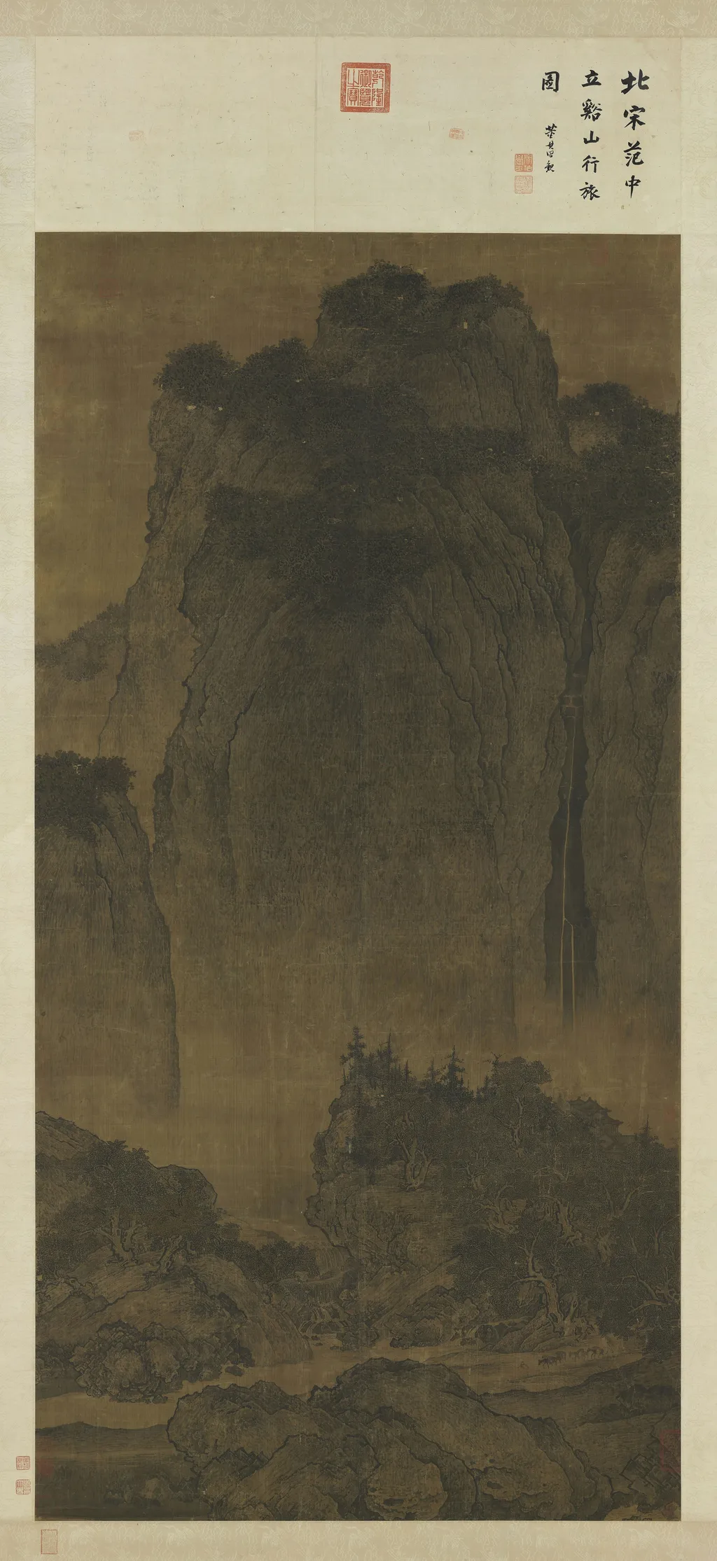Travelers Among Mountains and Streams, by Fan Kuan, ink, 1000