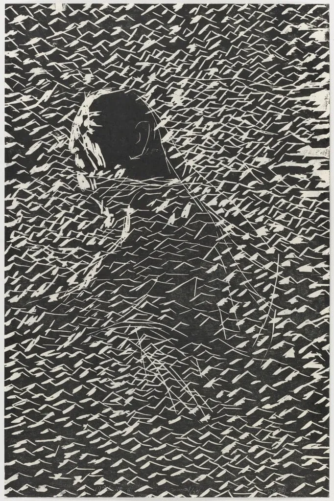 Untitled, by Fang Lijun, ink, 1996