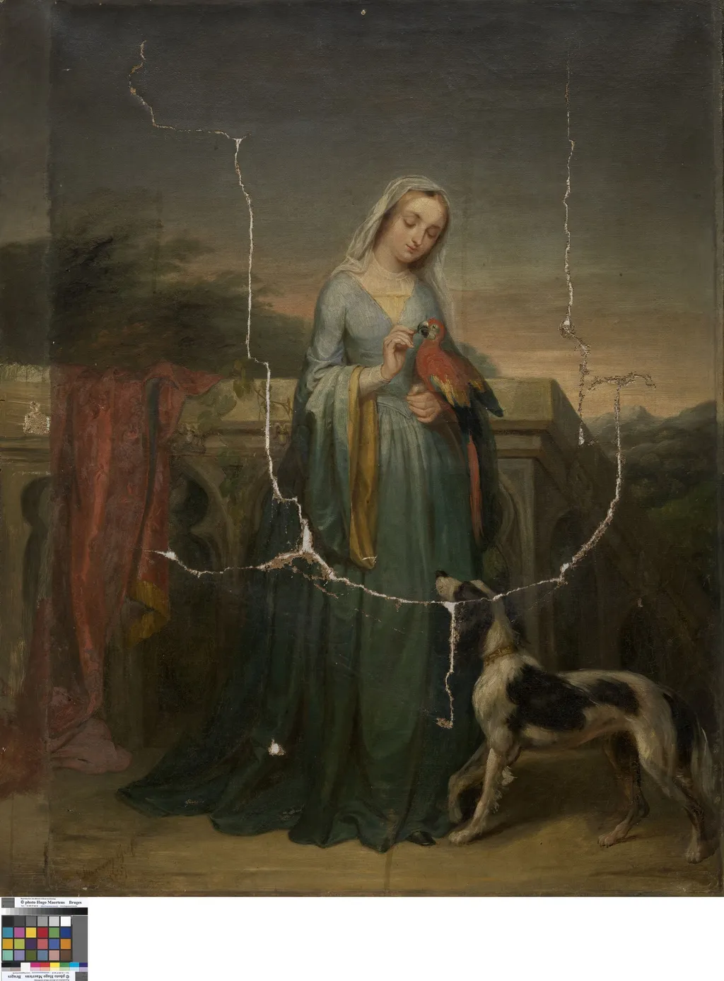 Dame met papegaai, by Fanny Geefs, oil, 1837