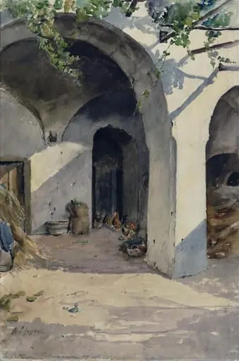 A Courtyard at Anacapri, by Fanny Jane Fayrer