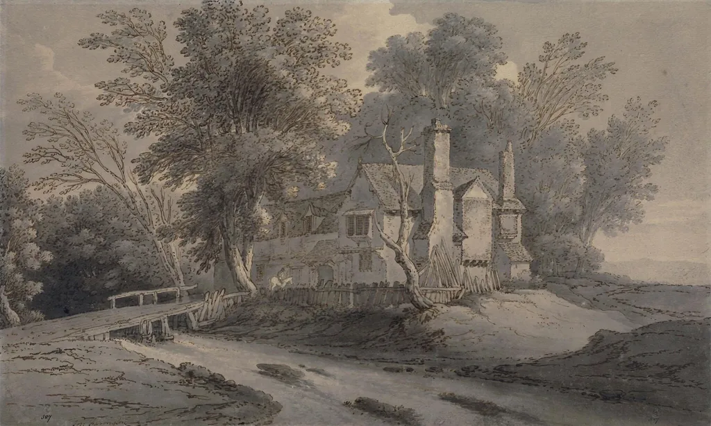 An Old Manor House, by Farington, watercolor, 1770