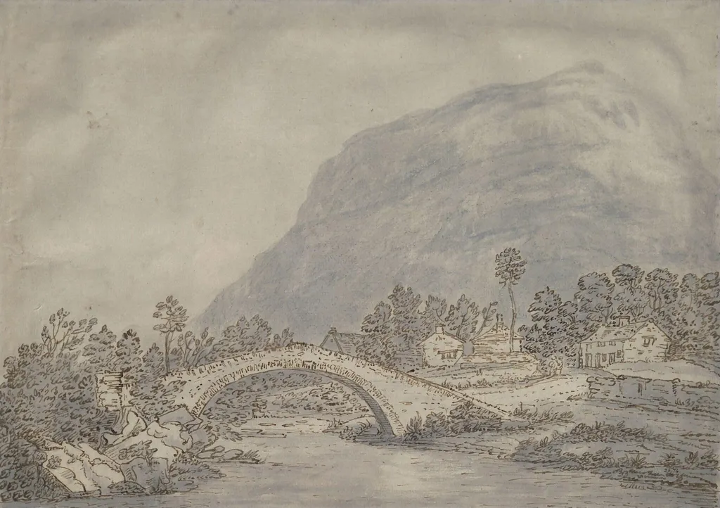 Rydal Bridge, Westmorland, by Farington, watercolor, 1786