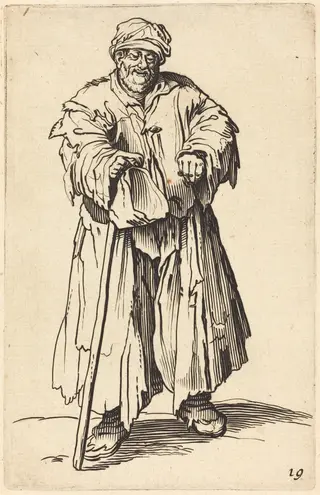 Fat Beggar with Eyes Cast Down