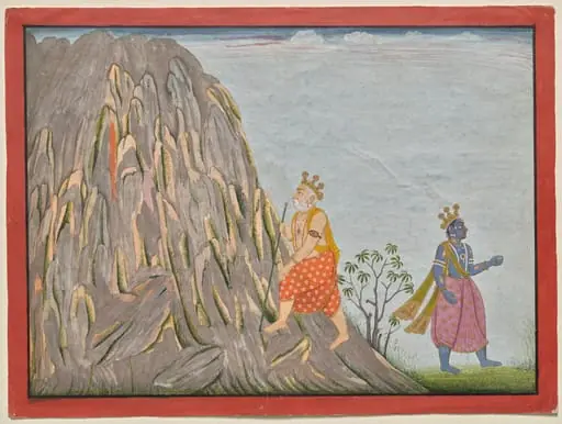 King Muchukunda Enters the Realm of Mount Gandhamadana to Attain Salvation, from the “Fifth Basohli Bhagavata Purana”, by Fattu