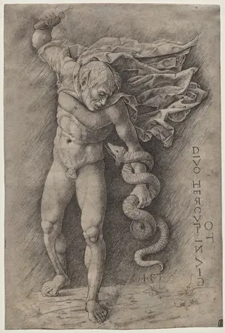 Faun Attacking a Snake