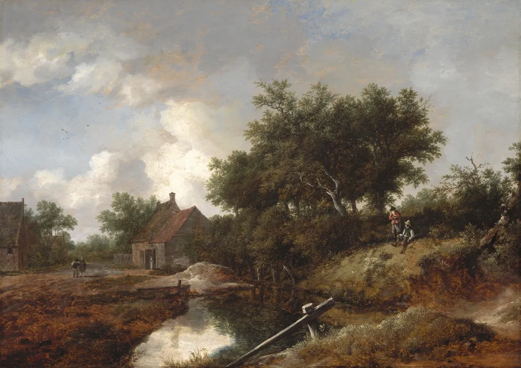 Path Leading to Farms by a Wooded Brook, ca. 1645, by Isaack van Ruisdael, oil, 1645