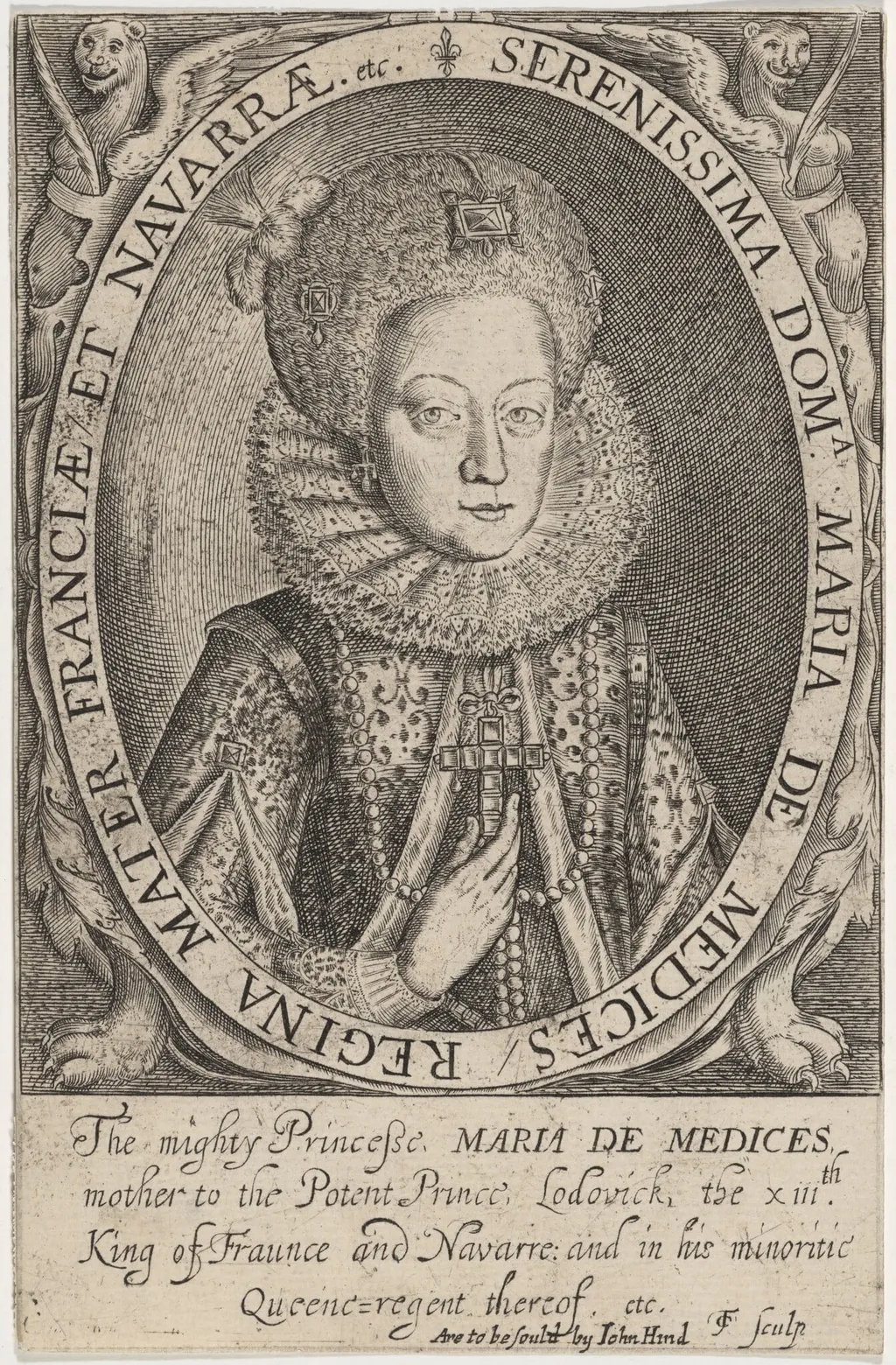 Marie de Medici, Wife of Henry IV of France, by Thomas Cockson, ink, 1604