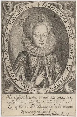 Marie de Medici, Wife of Henry IV of France, by Thomas Cockson, ink, 1604