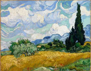 Wheat Field with Cypresses, by Vincent van Gogh, oil, 1889
