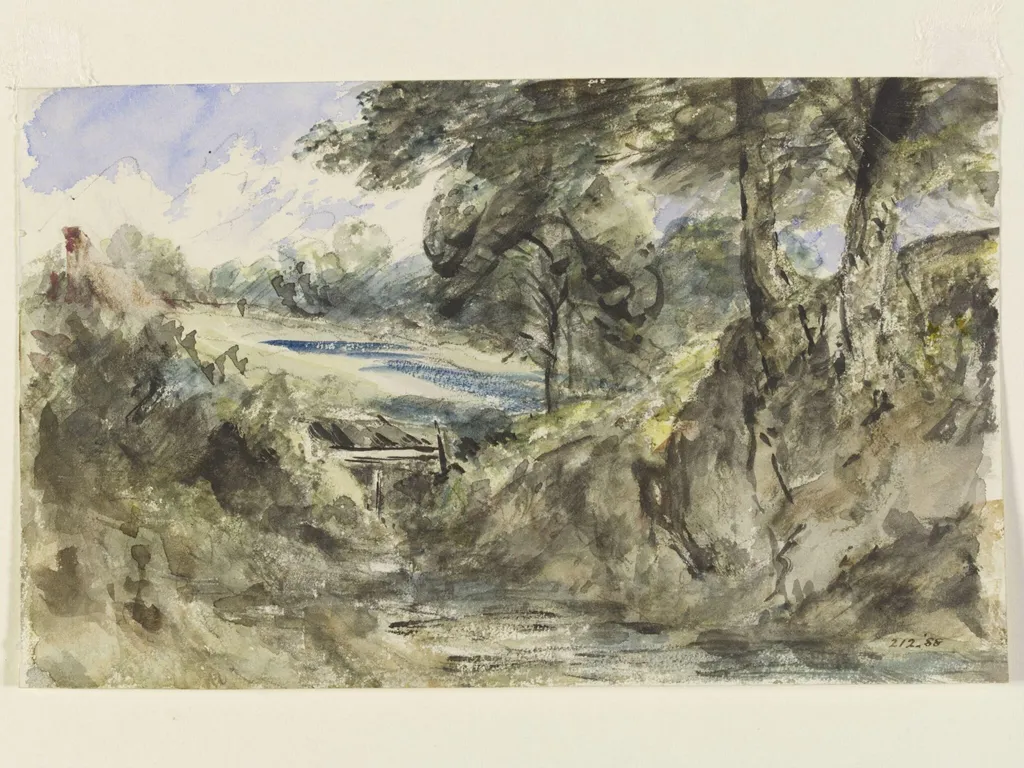 A brook with a high bank, by John Constable, watercolor, 1834