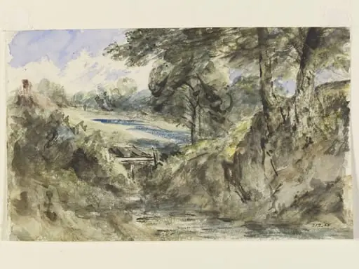 A brook with a high bank, by John Constable, watercolor, 1834