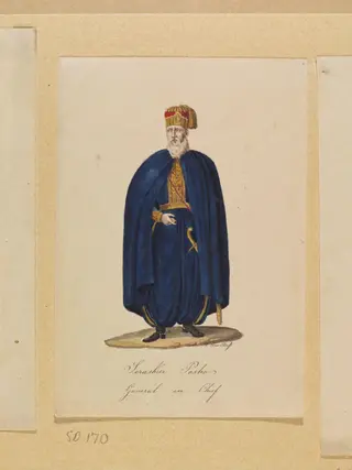 Seraskier Pasha  General in Chief, by Charles Frederick or Carlo Federico Brockdorff, watercolor, 1835